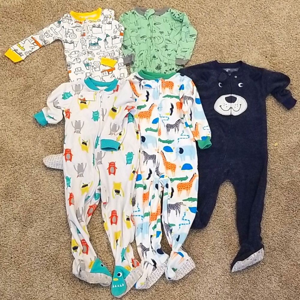 Bundle of footed sleeper pajamas